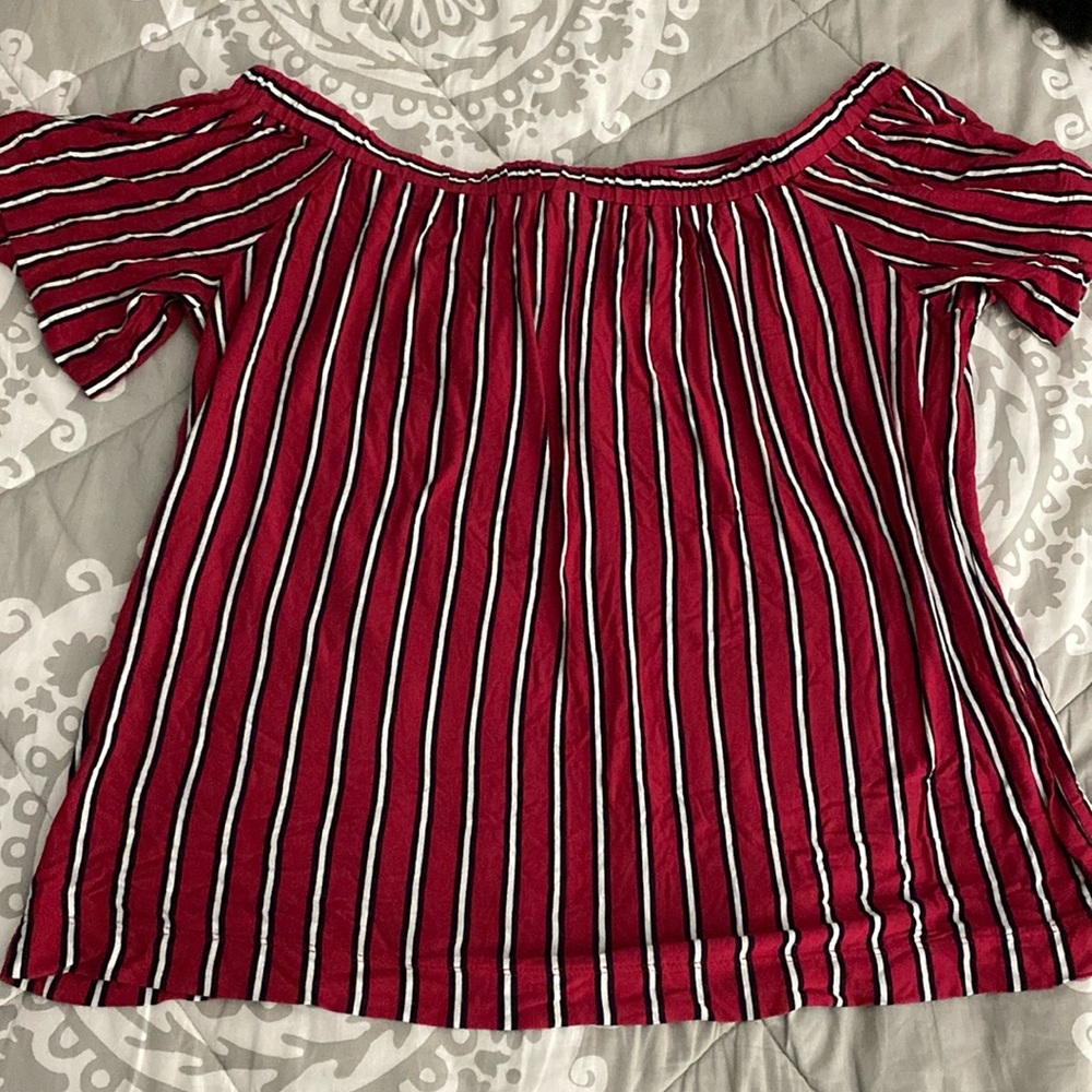 Pretty Striped Off the Shoulder Top Size L